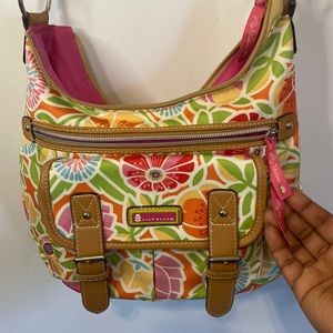 Lilly bloom floral and citrus pattern crossbody bag